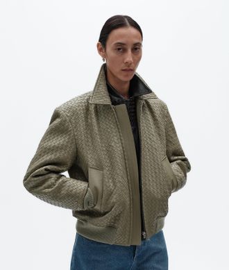 Bottega Veneta Giacca Intrecciato in pelle - Verde - Donna - 36