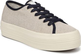 Veronica Beard Truett Platform Sneaker in Sand/Navy at Nordstrom, Size 6.5