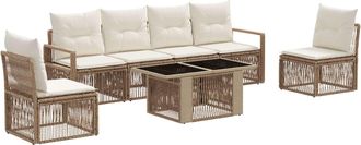 vidaXL Conjunto De Sof&aacute;s De Jard&iacute;n 7 Uds. Beige Y Blanco Crema Vidaxl