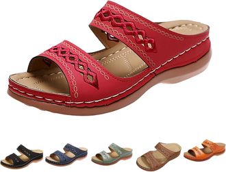 Generic Orthopedic Sandals for Women UK Slip on Sandals for Women UK Wide Fit Walking Sandal with Arch Support Open Toe Slipper Casual Breathable Sandal Vinta