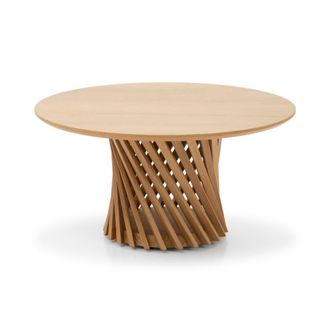 Woodek Mesa de centro redonda de roble macizo &oslash;80 cm, acabado mate