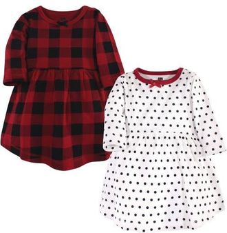 Hudson Baby Twin Pack Long-Sleeve Dress Bundle in Classic Holiday at Nordstrom, Size 18-24M