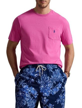 Polo Ralph Lauren Big & Tall Classic Fit Jersey Crewneck Pocket Tee in Peony Pink at Nordstrom, Size 4X Big