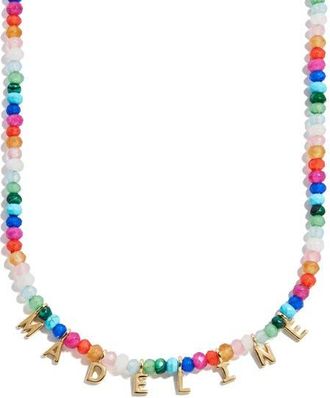 BaubleBar Beaded Custom Letter Necklace in Gold Multi at Nordstrom