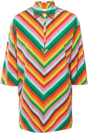 Valentino Midi-jurk met chevron patroon - Oranje