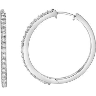LuvMyJewelry Violetta Classic Halfway Hoop Earrings in 14K Gold in 14K White Gold at Nordstrom