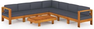 vidaXL Vidaxl - Muebles De Jard&iacute;n 8 Pzas Con Cojines Gris Oscuro Madera Acacia