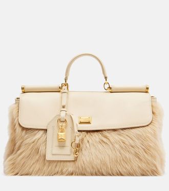 Dolce & Gabbana Borsa a mano Sicily Large in pelle e shearling