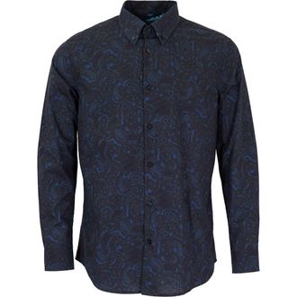 Lords of Harlech Morris Button-Up Shirt in Madrid Paisley Navy at Nordstrom, Size X-Large