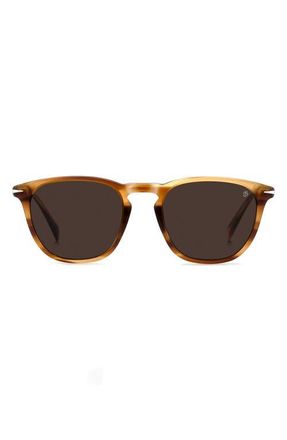 David Beckham 51mm Rectangular Sunglasses in Brown Horn/Brown at Nordstrom