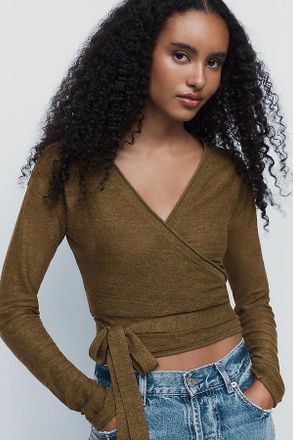 Pilcro Wool Linen Wrap Sweater