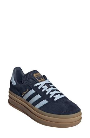 adidas Gazelle Bold Platform Sneaker in Indigo/Crystal Sky/Gold at Nordstrom, Size 10.5