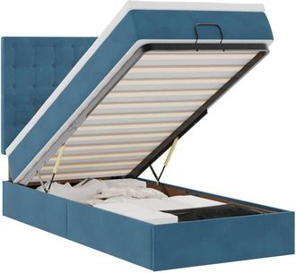 vidaXL Estructura Cama Otomana Colchones Terciopelo Azul Oscuro Vidaxl