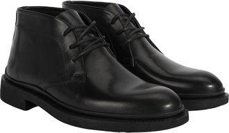 Desa Man Leather Boots - Slip-On, Flat Heel, Round Toe, Breathable | Black - 42
