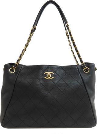 Chanel Black Leather Tote Bag (Pre-Owned)
