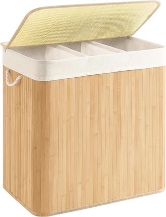 OEM Cesto De Ropa De 604060 Cm, Cesto De Ropa De 3 Compartimentos, Tapa De Bamb&uacute;, Asa, Plegable, Bolsa Extra&iacute;ble, Para Lavadero, Dormitorio, Madera