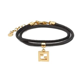 Fendi Forever Leather Bracelet - female - Fendi - Bracelets - Black - ONE SIZE - Accessories