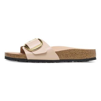Birkenstock (WMNS) Birkenstock Madrid Big Buckle Natural Leather Patent Narrow FIt Sandals High Shine New Beige 1026496