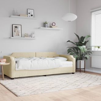vidaXL Sof&aacute; Cama Con Colch&oacute;n Tela Crema 90x200 Cm Vidaxl