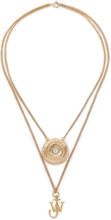 J.W.Anderson logo-detail layered necklace - women - Brass - One Size - Gold