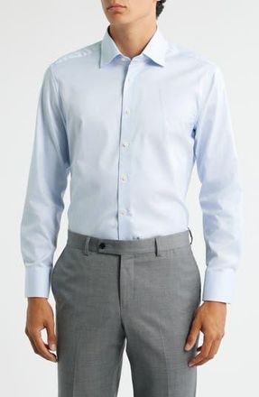 Eterna Luxury Slim Fit Micro Stripe Non-Iron Dress Shirt in Sky at Nordstrom Rack, Size 15.5 - R