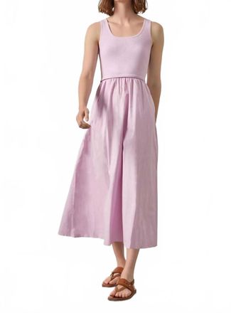 Lilla P Mixed Media Scoop Neck Dress In Lavender