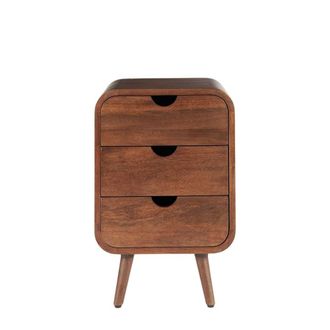 Decoclico Mesita de noche de madera de mango acabado nogal 3 cajones