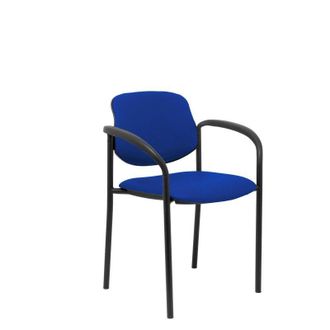 Piqueras y Crespo Piqueras Y Crespo - Villalgordo Silla Confidente De 4 Patas, Con Brazos Y Estructrua Negra Tejido Similpiel Azul