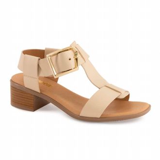 Andrea Womens Ankle-Strap Comfort Sandals In Beige