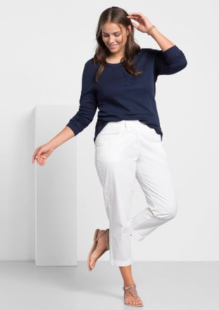 Sheego 7/8-Hose SHEEGO, Damen, Gr. 40, Normalgr&ouml;ssen, weiss (wei&szlig;), 97% Baumwolle, 3% Elasthan, unifarben, Hosen 7/8-Hose