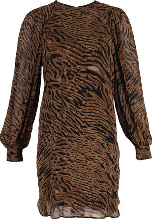 Ganni Ganni Tiger Print Shift Dress In Brown Viscose