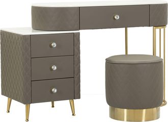 Mauro Ferretti Tocador Sharon Gris Con Puff Cm 120x40x75 (medida Puff &Oslash;36x39)