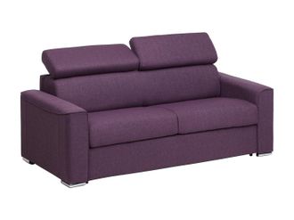 Vente-Unique Divano letto 3 posti ribalta doghe larghe memory foam - Letto: 140 cm x 16 cm Tessuto Viola - VIZIR