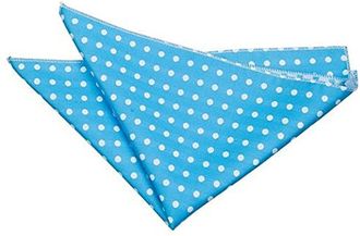 DQT Woven Polka Dot Classic Patterned Fashion Casual Pocket Square Handkerchief - Robins Egg Blue