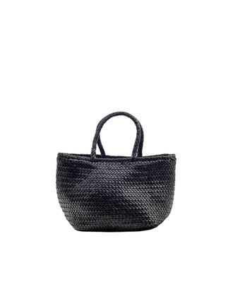 Dragon Diffusion Grace Basket Small Black Woven Buffalo Leather Tote Bag