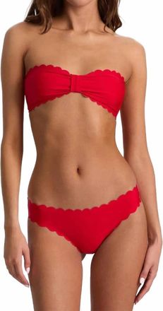 PQ Swim Teakwood Reversible Scalloped Bandeau Bikini Top In Red