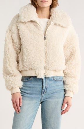 Blank NYC Faux Shearling Bomber Jacket in Frosted Vanilla at Nordstrom Rack, Size X-Small