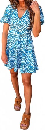 Adelyn Rae Genesis Fit & Flare Embroidery Mini Dress In White/ Denim Blue