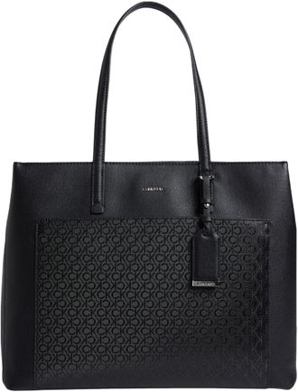 Calvin Klein Womens Must Medium Logo Print Shopper, Black (Black), One Size