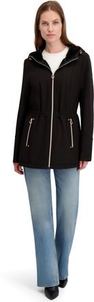 Shelli Segal Womens Lightweight Softshell Jacket-Transitional Coat, Water, Wind-Resistant, Black, Large