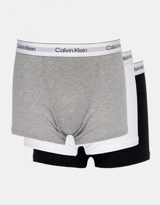 Calvin Klein Mens Calvin Klein 3 Pack Mens Relaxed Dart Trunk - Grey Heather/White/Black - Size: 37/36/32