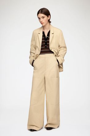 Ganni Beige Trousers in Suiting - Size 34 Organic Cotton