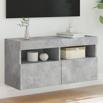 vidaXL Vidaxl - Mueble De Tv De Pared Con Luces Led Gris Hormig&oacute;n 80x30x40 Cm