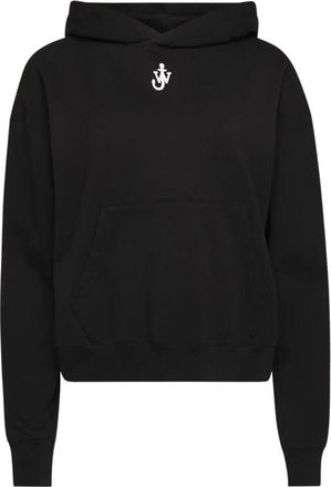J.W.Anderson Anchor Embroidery Cropped Hoodie - Dames - Hoodies - Zwart - S - Katoen - Hoodies & sweatvesten