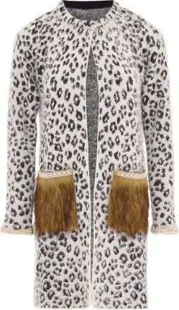 Faina Vest Dames wol wit zwart