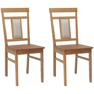 vidaXL Dining Chair 2 pcs Natural Solid Rubber Wood vidaXL