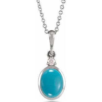Allurez Oval Natural Onyx & Diamond Pendant Necklace 14K 2.03ct in Turquoise, White Gold at Nordstrom, Size 18