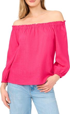 Vince Camuto Off the Shoulder Puff Sleeve Top in Punch at Nordstrom Rack, Size X-Small