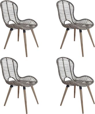 vidaXL Vidaxl - Sillas De Comedor 4 Unidades Rat&aacute;n Marr&oacute;n Natural