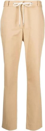 Eleventy Casual Beige Broek met Trekkoord - Dames - Slim Fit Broeken - Beige - S - Katoen - Broeken